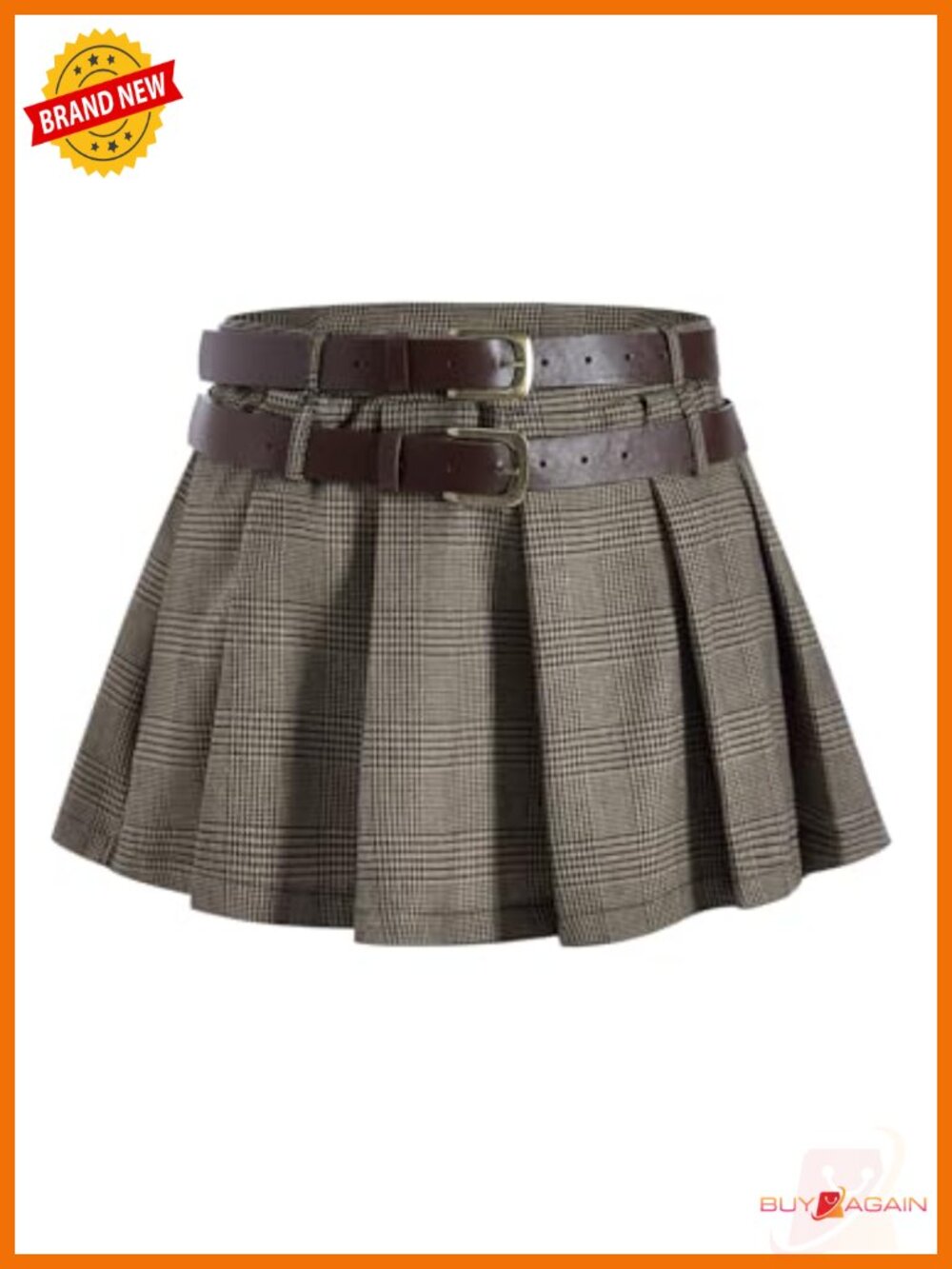 Pleated Mini Skirt Y2k Plaid Belted Low Rise Cute Going Out